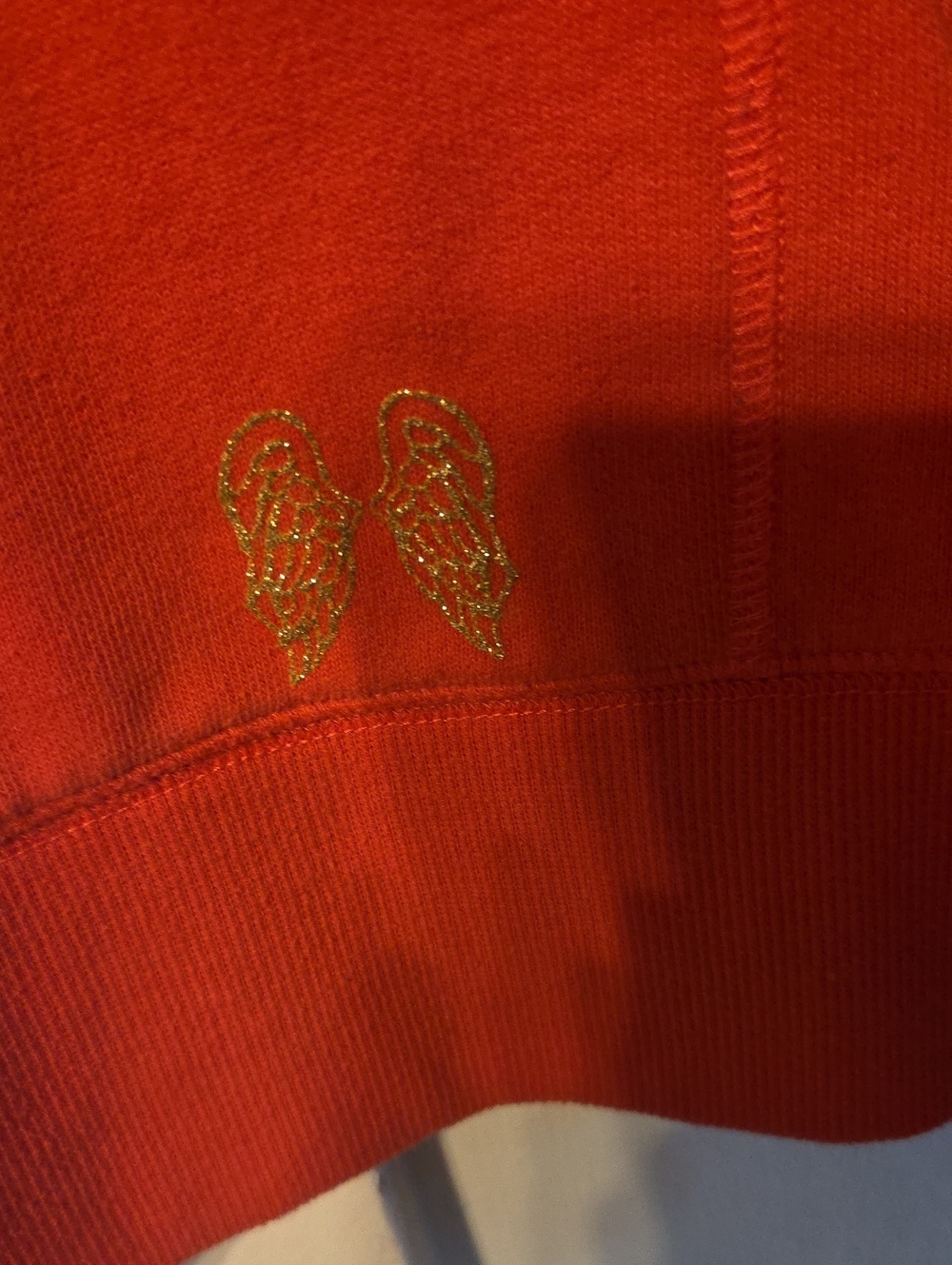 Victoria's Secret Red Hoodie with Gold Sequin Wing Design - Picture 4 of 5